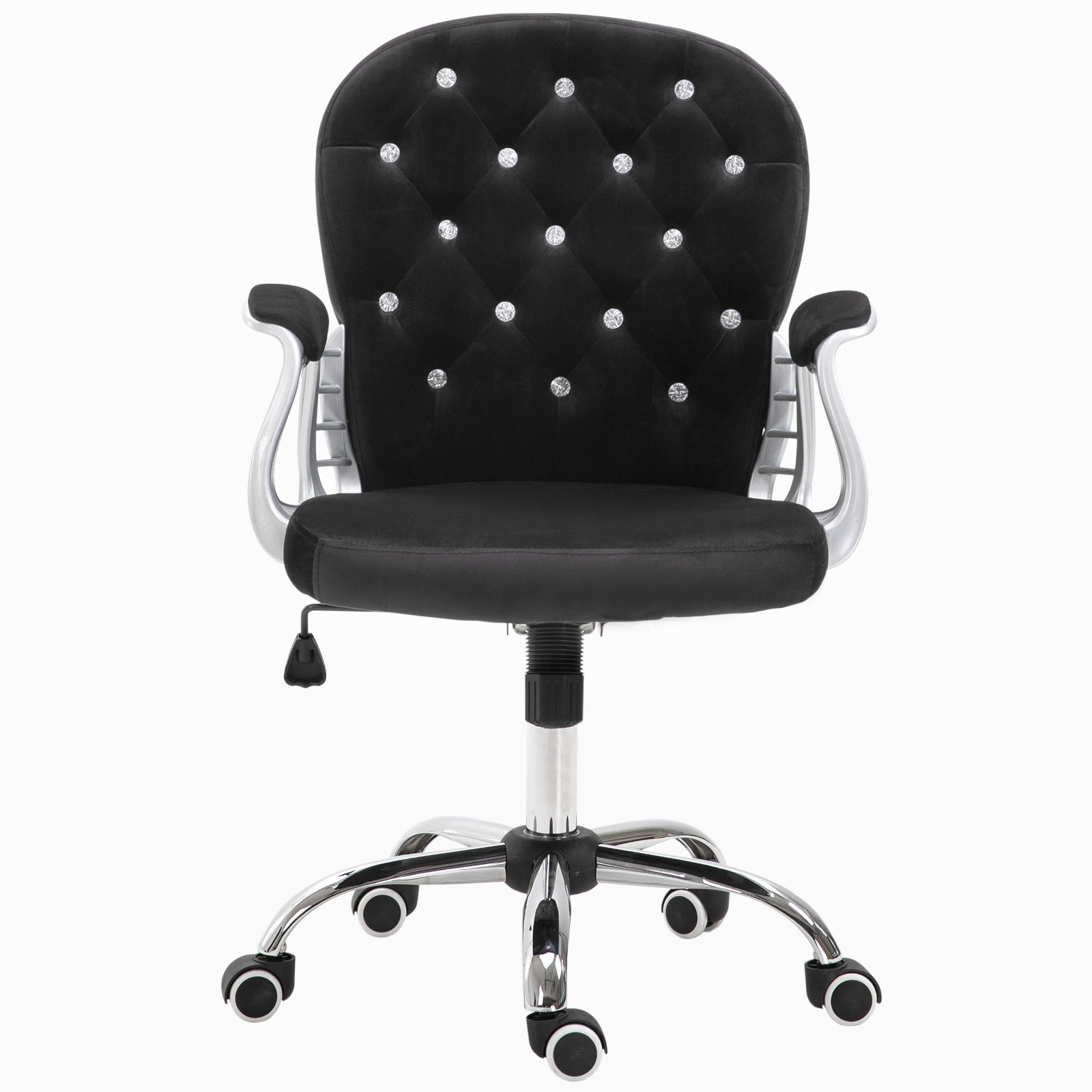 Diamante Tufted Velour Office Chair Padded Ergonomic 360° Swivel Base 5